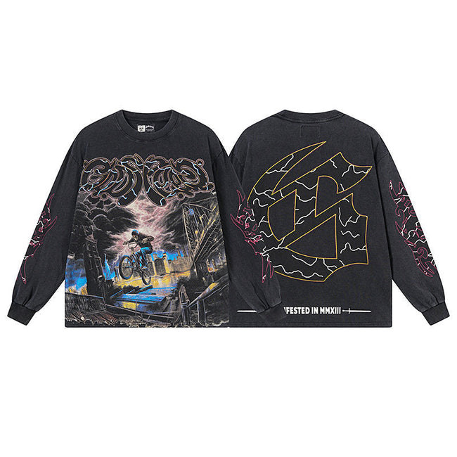 Godspeed BMX Rider Graphic Black Long Sleeve Tee Hover Image