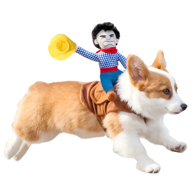 Funny Cowboy on Dog Costume Hover Image