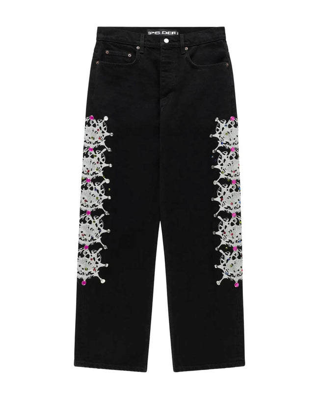 Sp5der Web Stone Denim Pants Black Hover Image