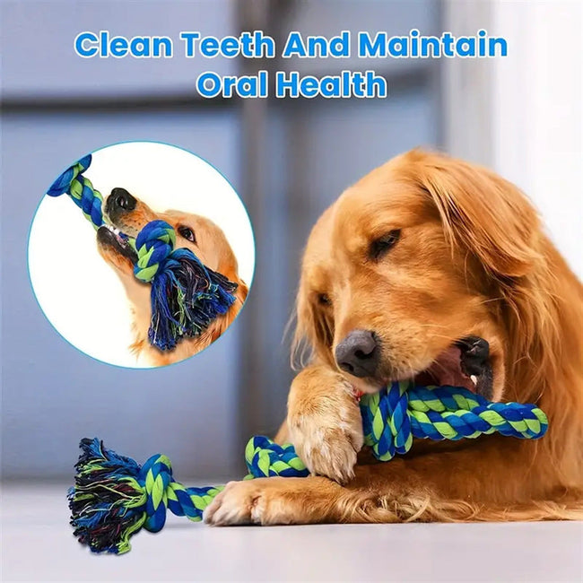 Heavy-Duty Rope Knot Dog Toys For Large Breeds Dental Health Chew And Interactive Tug Of War Play Pet Supplies Hover Image