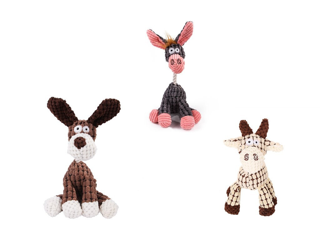 Dog Toy Corduroy Chew Toys - Squeaky Plush Animals