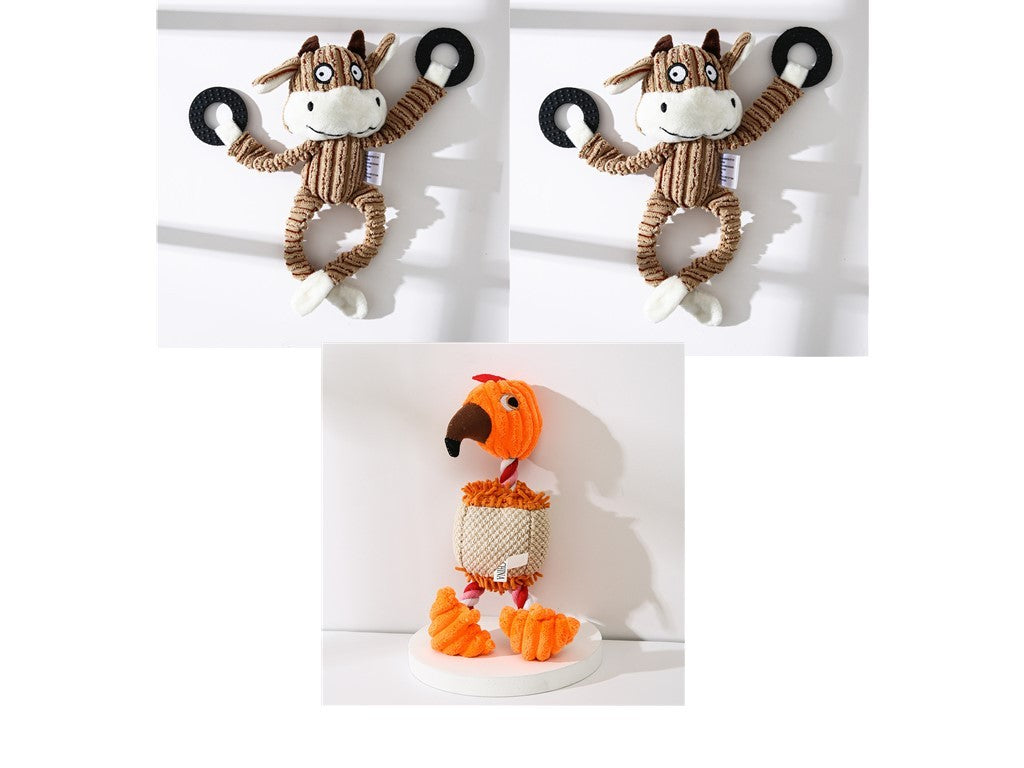 Dog Toy Corduroy Chew Toys - Squeaky Plush Animals