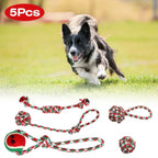 Set Of 5Pcs Christmas Dog Rope Chew Toys