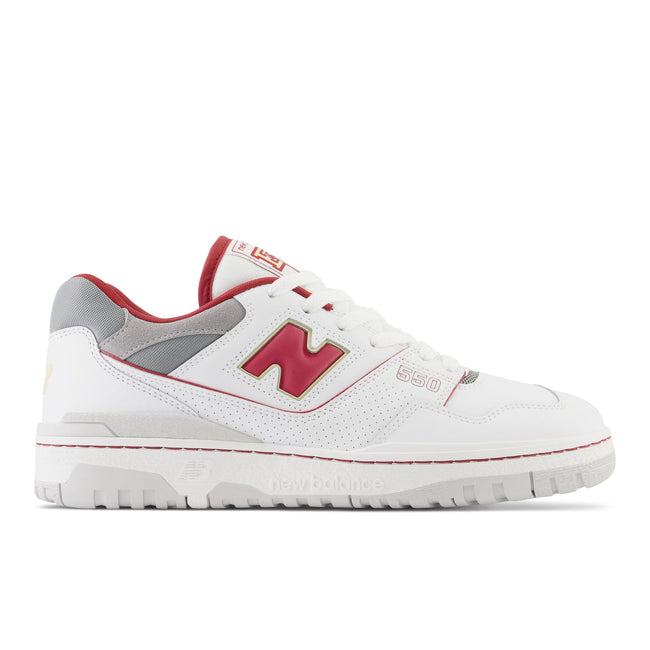 New Balance Men's 550 in White Shadow Grey Cardinal Vegas Gold Hover Image
