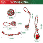 Set Of 5Pcs Christmas Dog Rope Chew Toys
