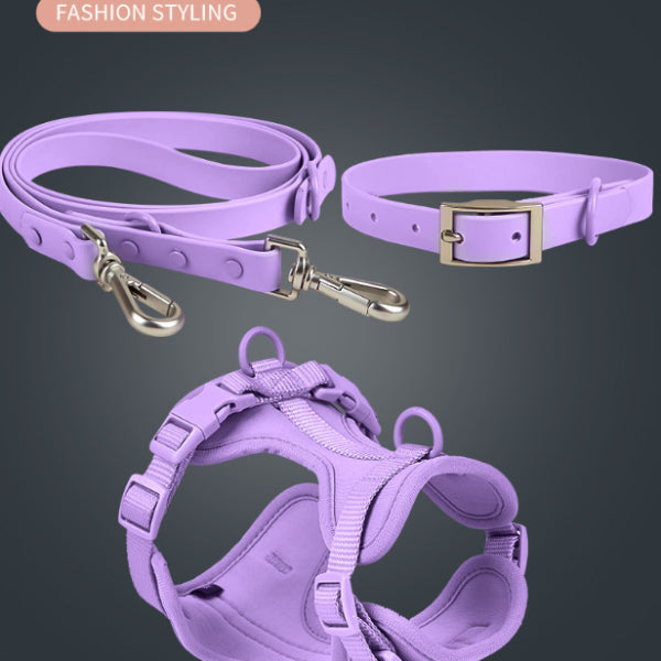 4pc Set: Waterproof Dog Chest Harness Leash and Waste Bag Dispenser