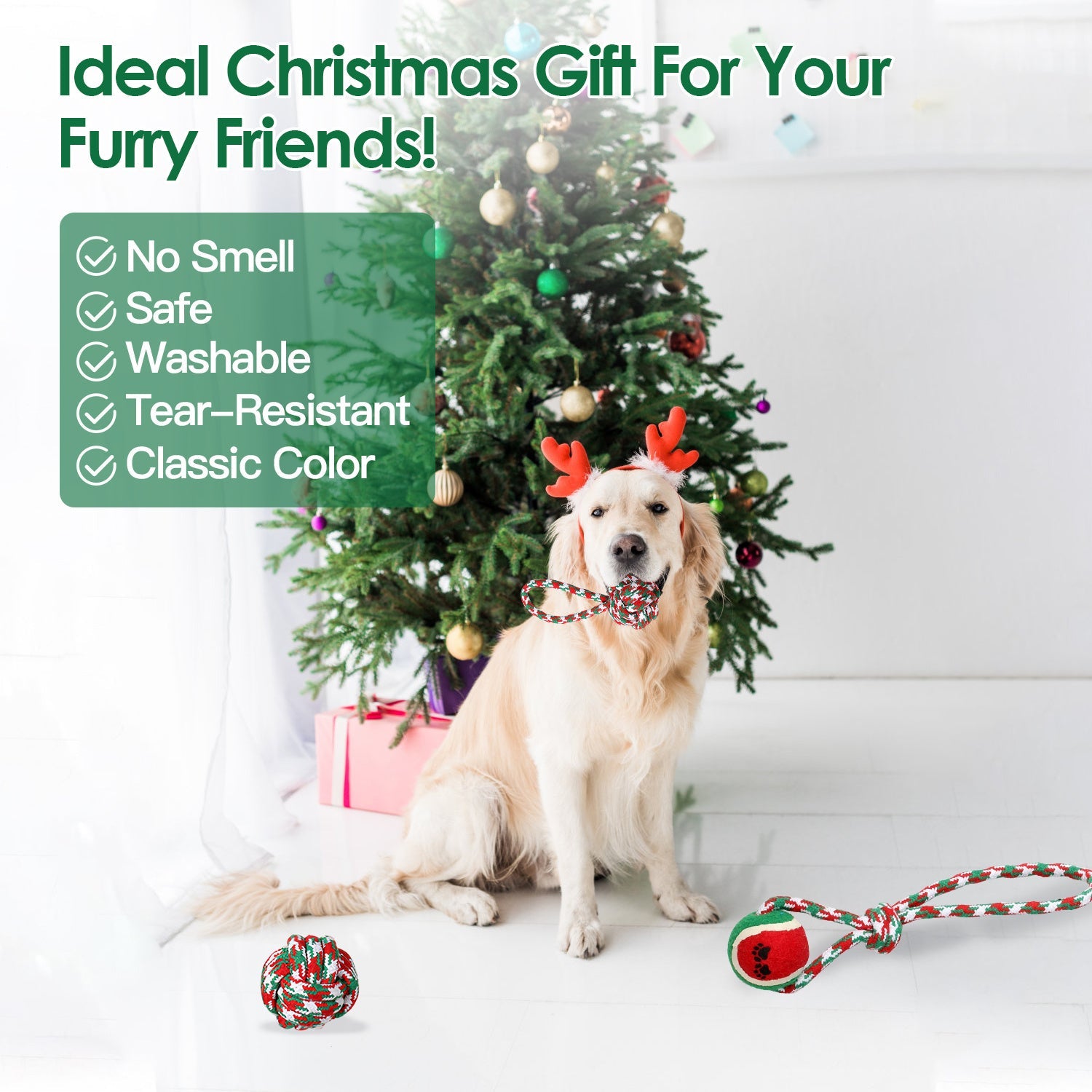 Set Of 5Pcs Christmas Dog Rope Chew Toys