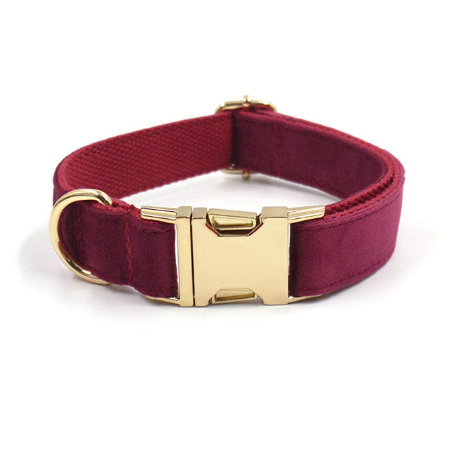 Soft Burgundy Velvet Pet Collar Dog Collar Hover Image