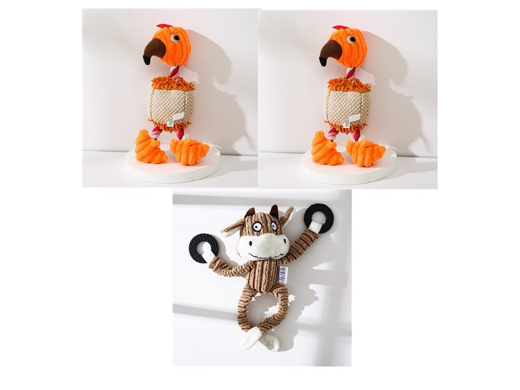 Dog Toy Corduroy Chew Toys - Squeaky Plush Animals