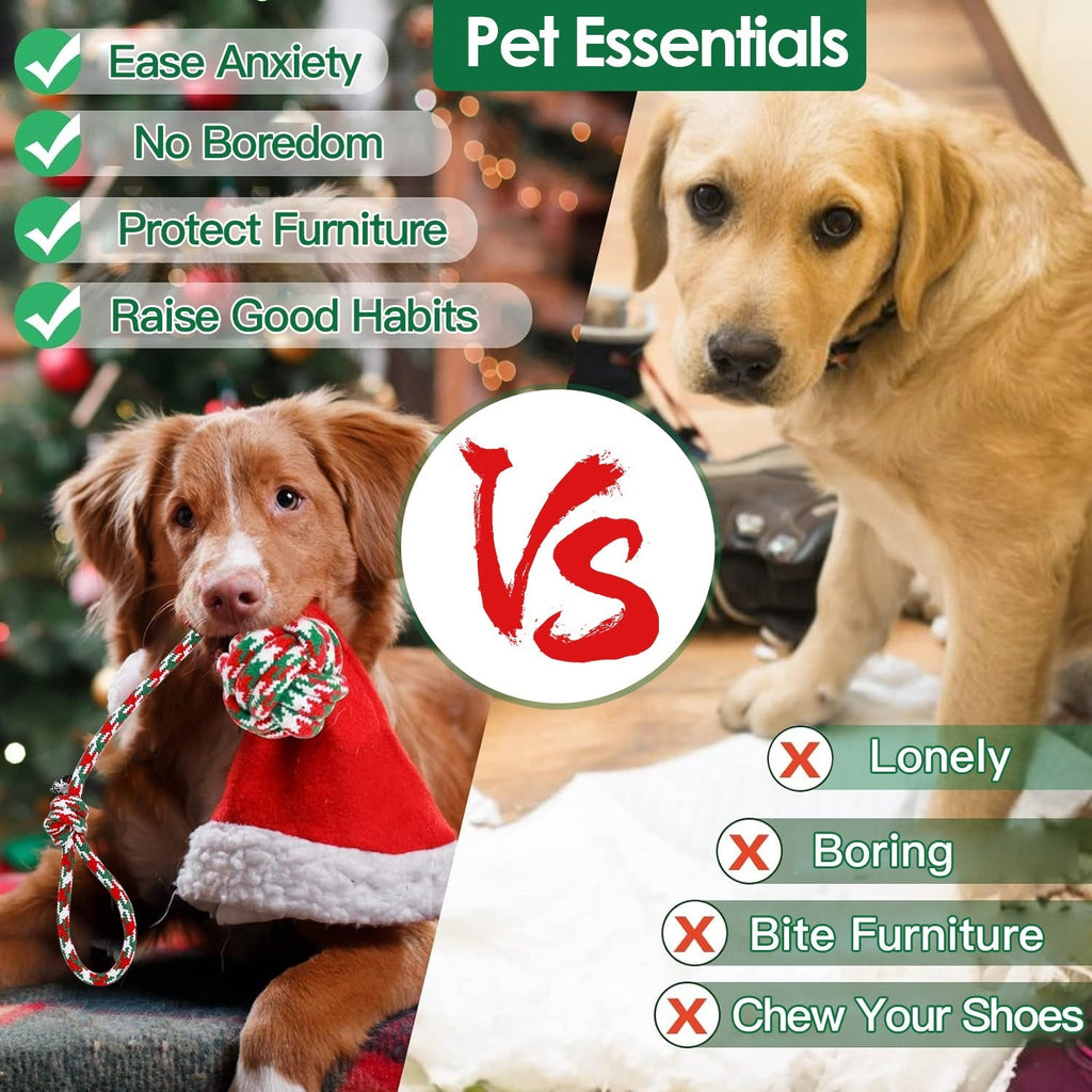Set Of 5Pcs Christmas Dog Rope Chew Toys