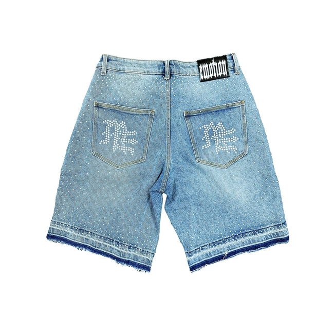 Mixed Emotions ‘ME’ Rhinestone Denim Shorts Main Image