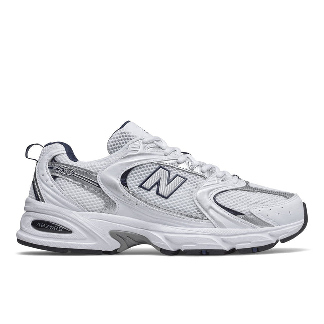 New Balance Unisex 530 in White with Natural Indigo Hover Image