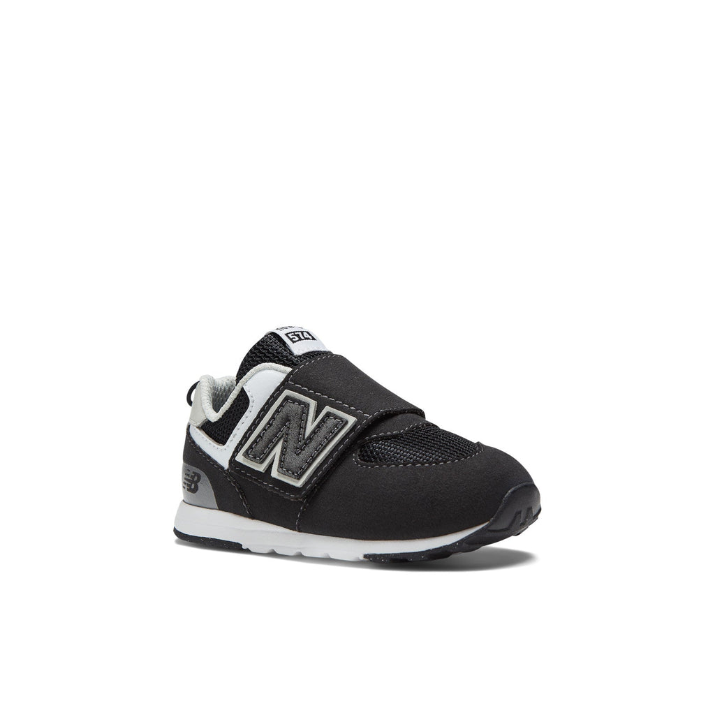 New Balance Toddler 574 B Hook & Loop in Black with Silver Metallic