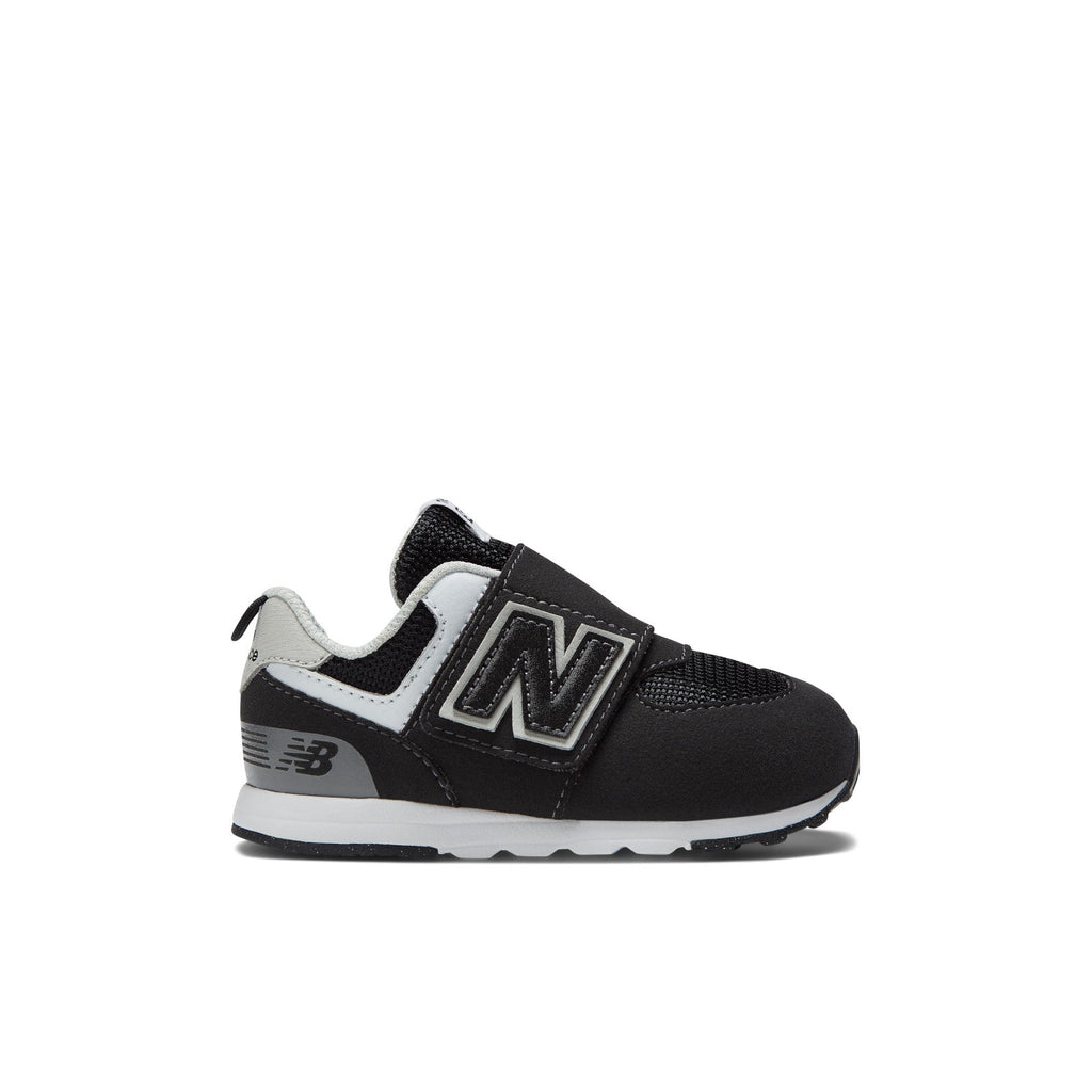 New Balance Toddler 574 B Hook & Loop in Black with Silver Metallic