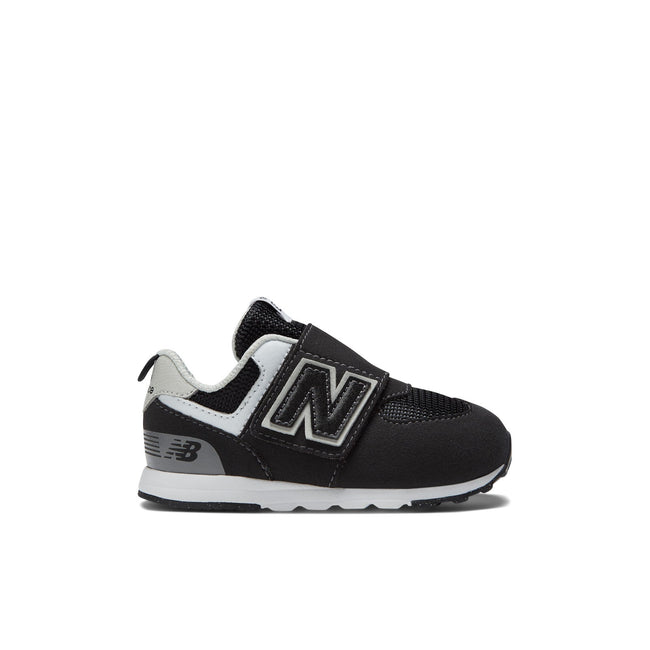 New Balance Toddler 574 B Hook & Loop in Black with Silver Metallic Hover Image