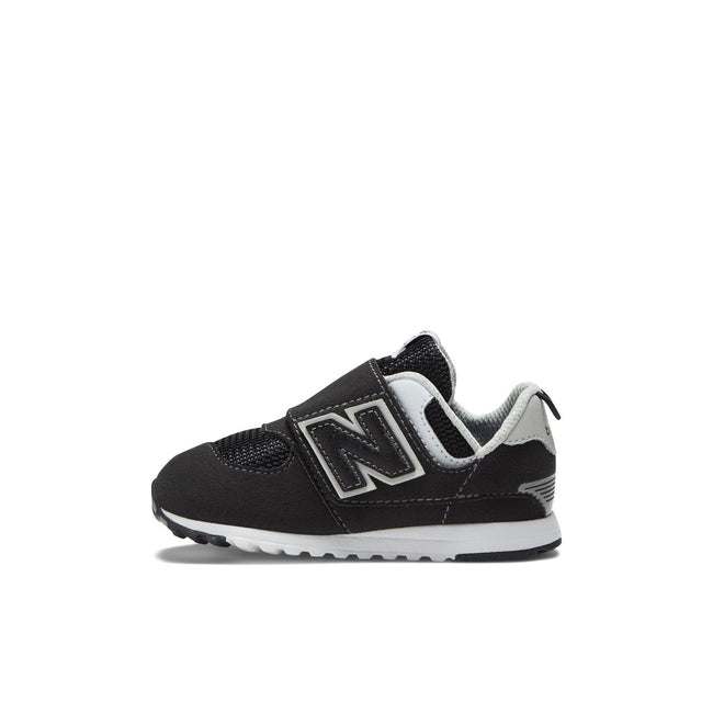 New Balance Toddler 574 B Hook & Loop in Black with Silver Metallic Main Image