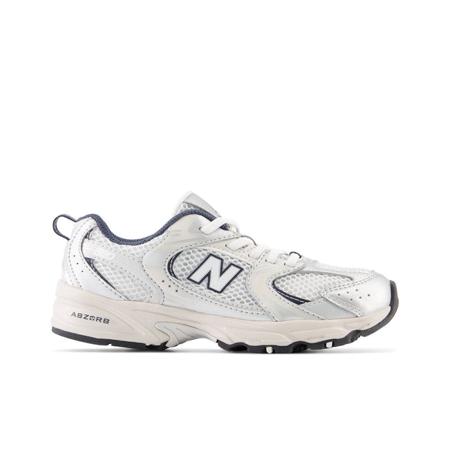 New Balance Kid's 530 Bungee in Summer Fog with Nimbus Cloud and NB Navy Hover Image